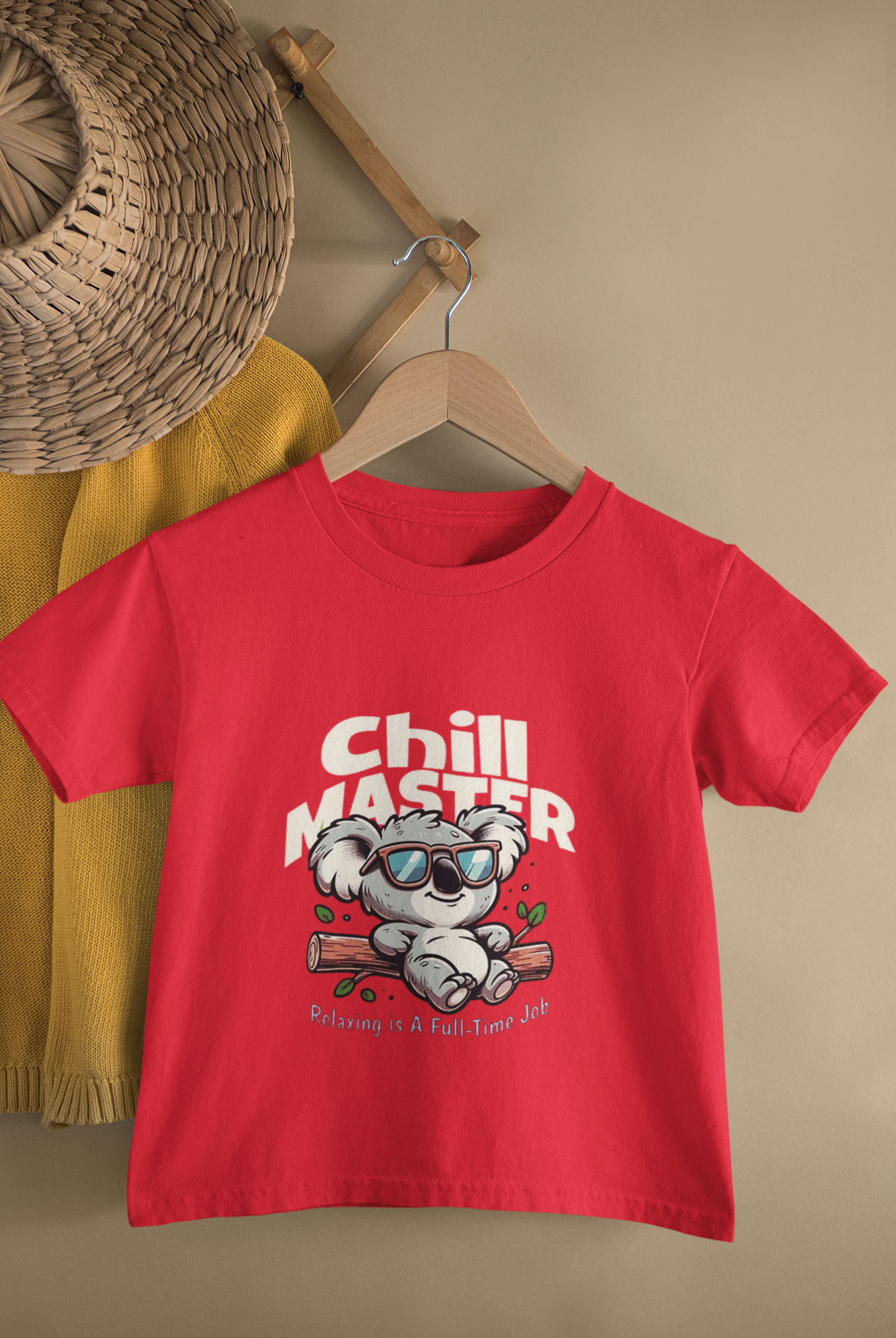 Kids Chill Master Koala Print Round Neck T-Shirt