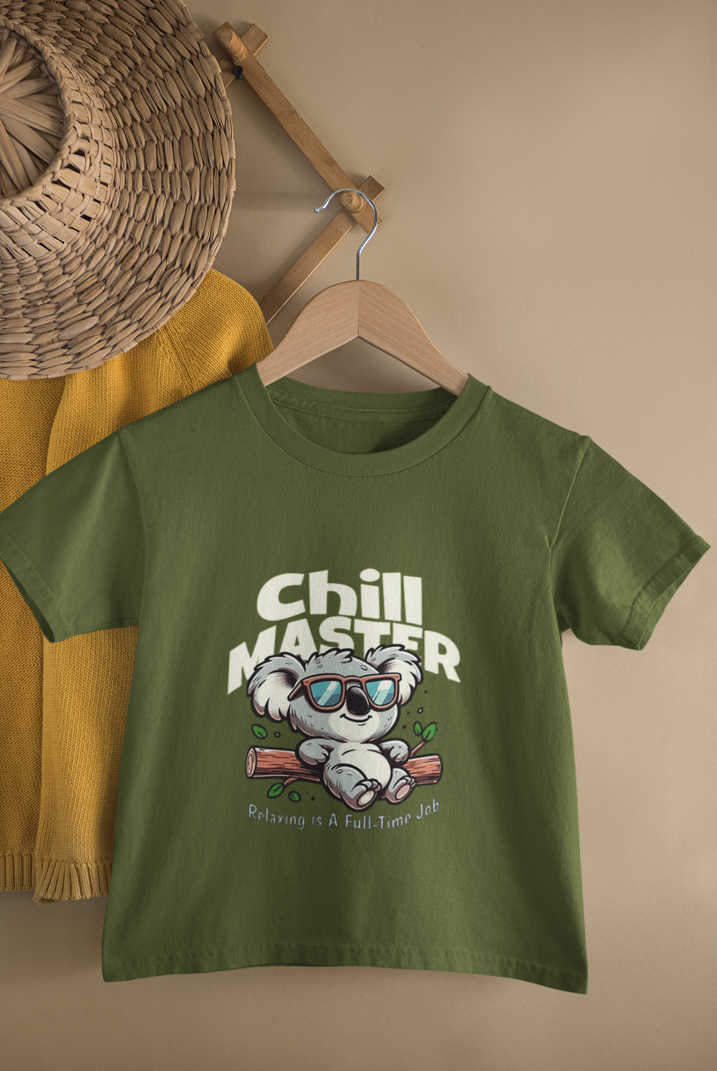 Kids Chill Master Koala Print Round Neck T-Shirt