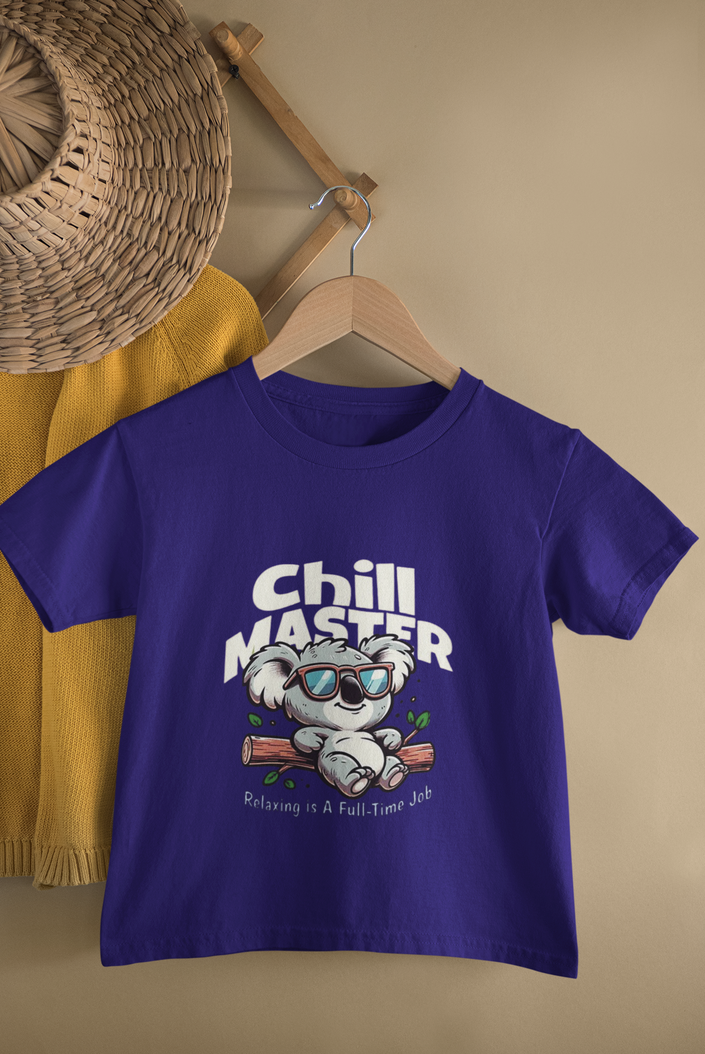 Kids Chill Master Koala Print Round Neck T-Shirt