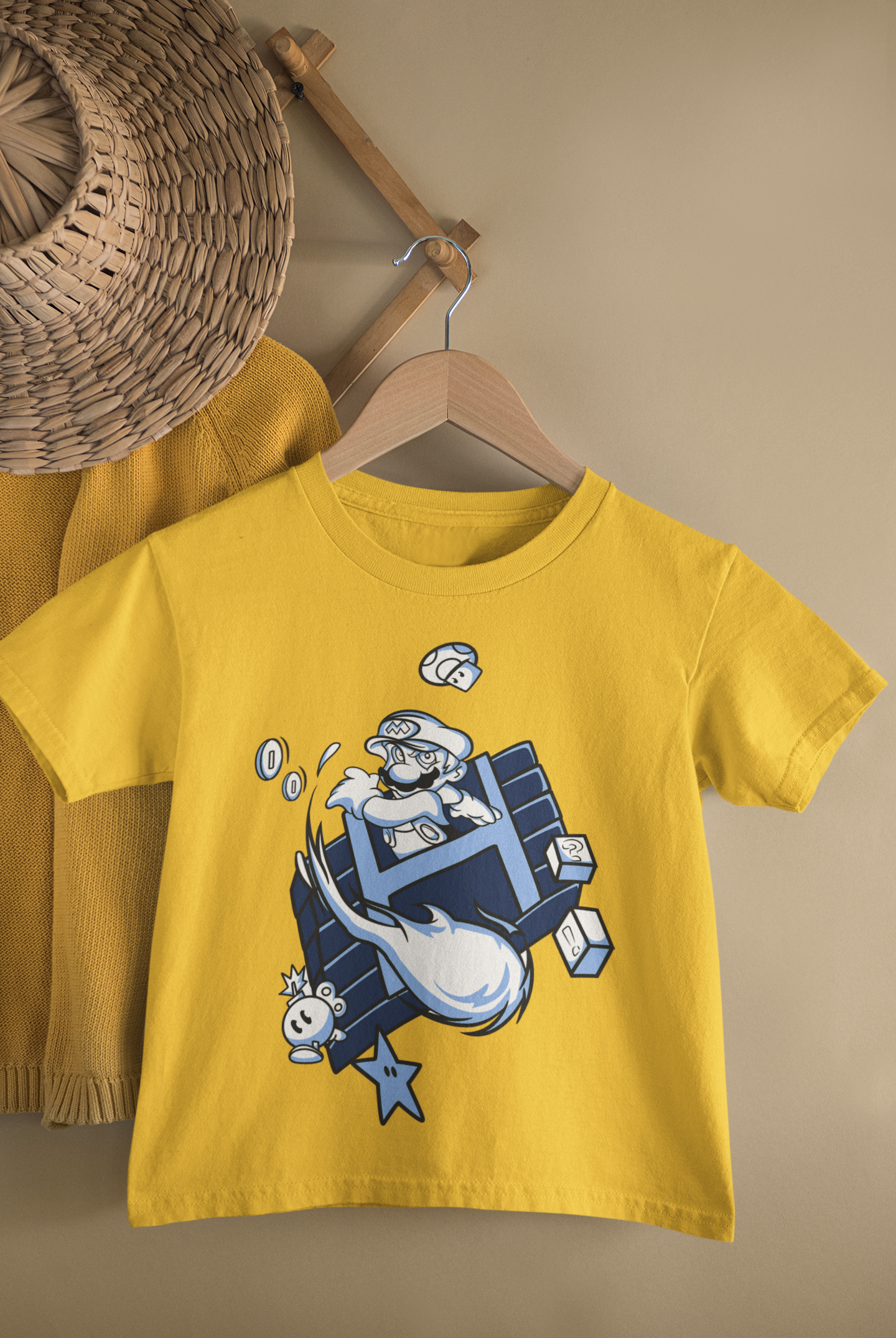 Kids Super Mario Gaming Cartoon Print Round Neck T-Shirt