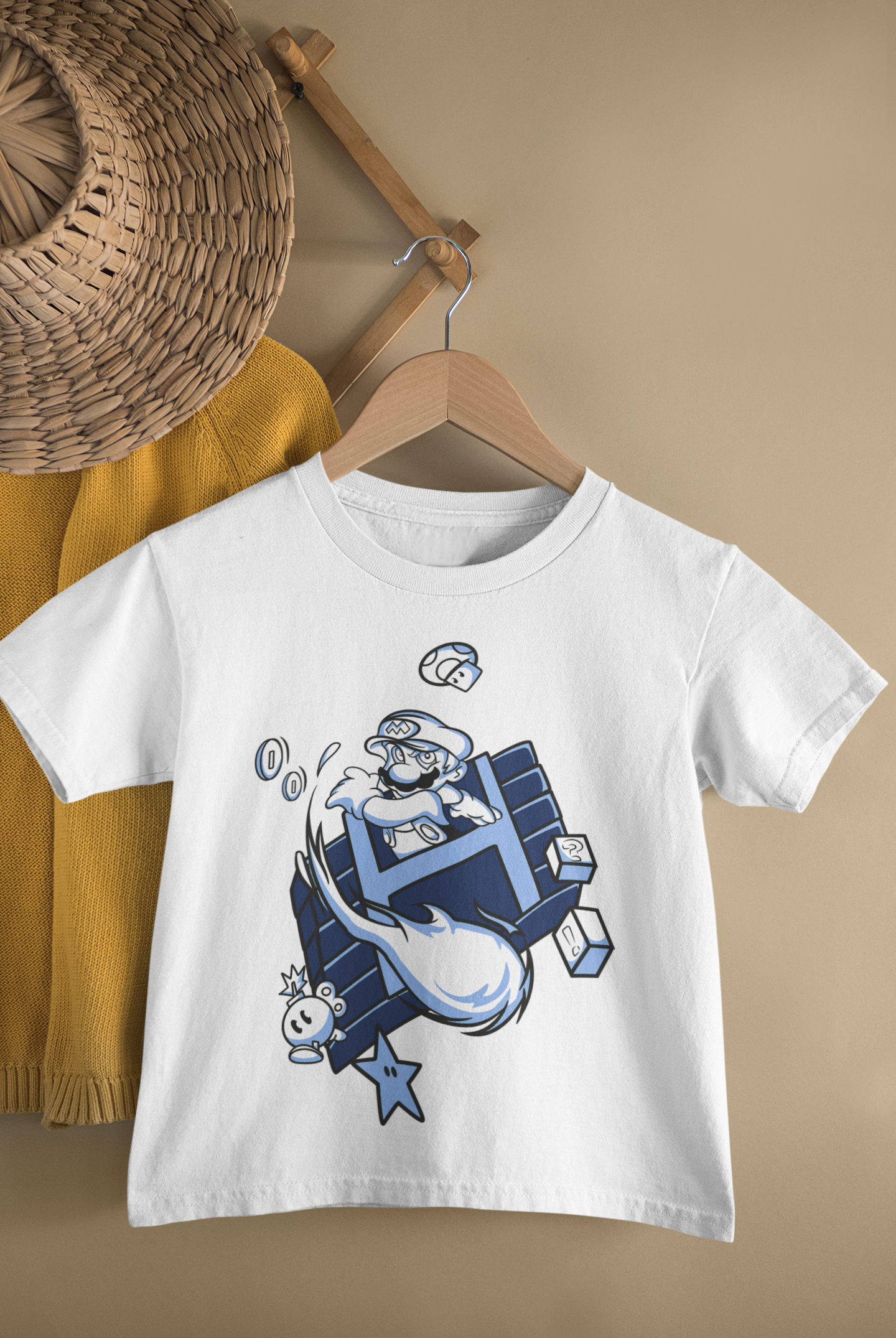 Kids Super Mario Gaming Cartoon Print Round Neck T-Shirt