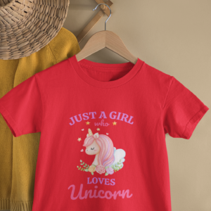 Kids Unicorn Cartoon Print Round Neck T-Shirt