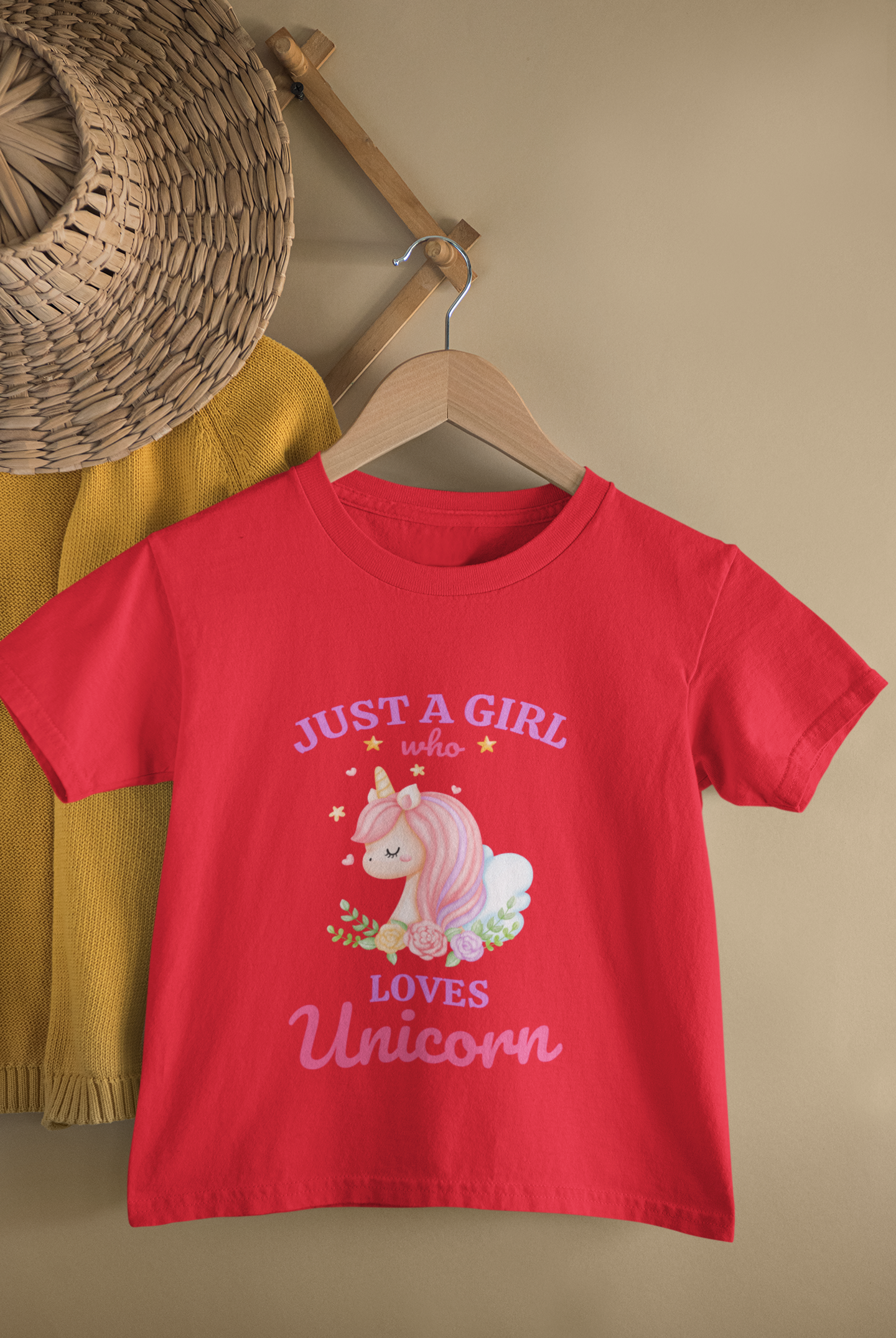 Kids Unicorn Cartoon Print Round Neck T-Shirt