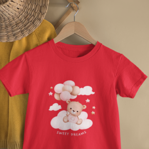 Kids Sweet Dreams Teddy Bear Cartoon Print Round Neck T-Shirt