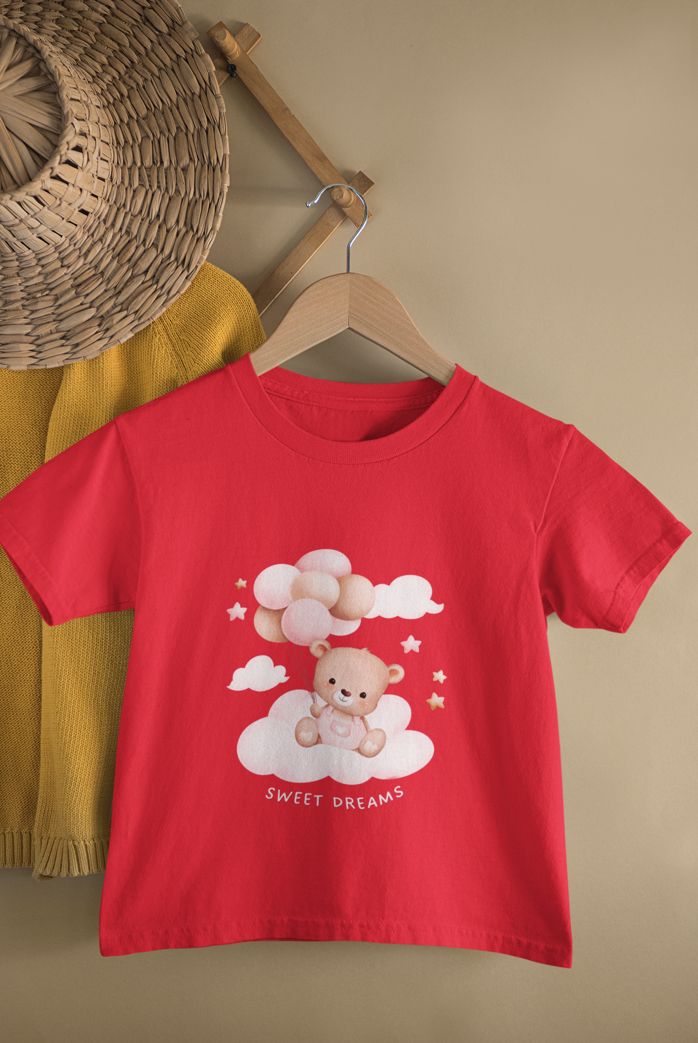 Kids Sweet Dreams Teddy Bear Cartoon Print Round Neck T-Shirt