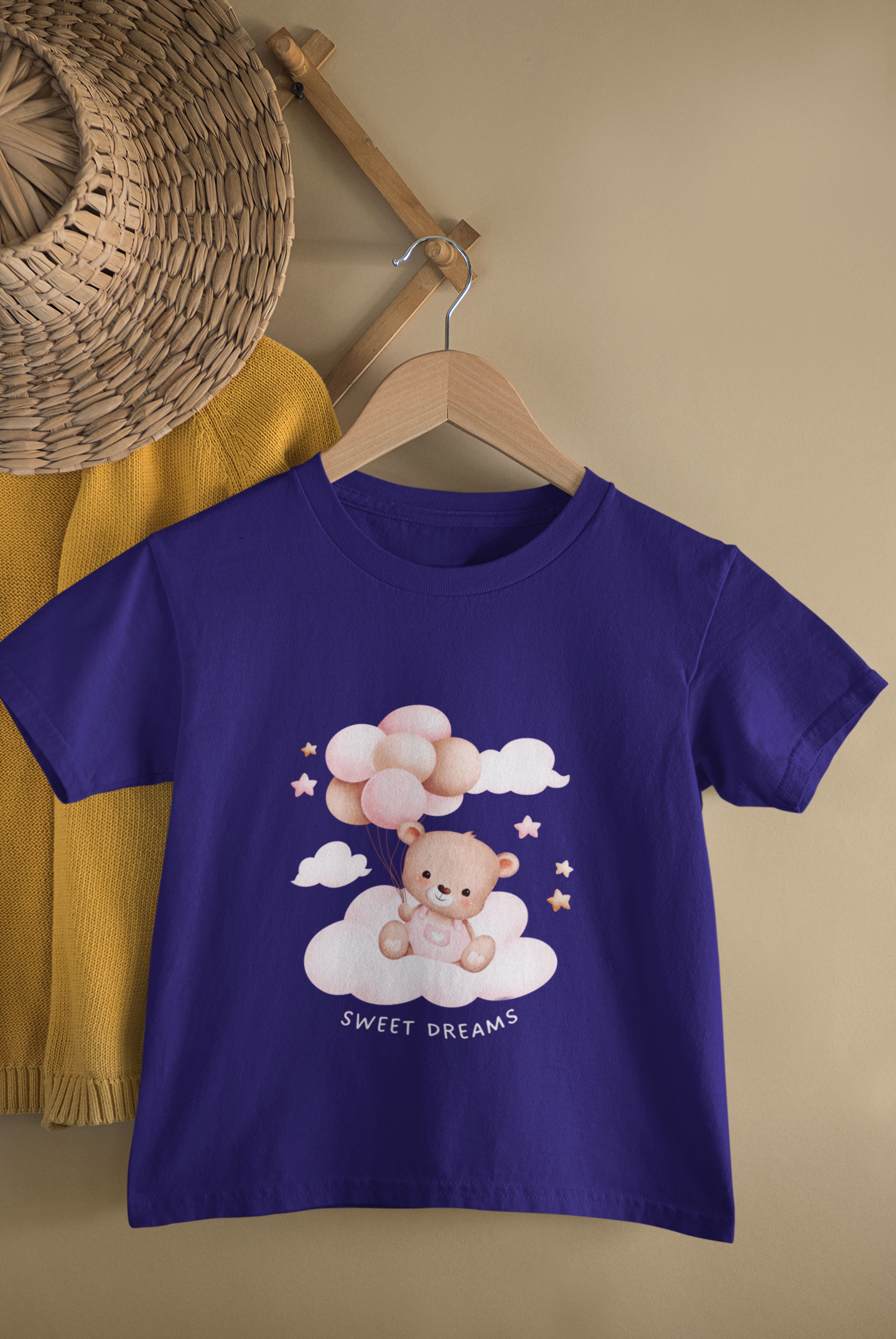 Kids Sweet Dreams Teddy Bear Cartoon Print Round Neck T-Shirt