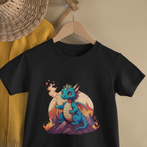 Kids Baby Dragon Adventure Cartoon Print Round Neck T-Shirt