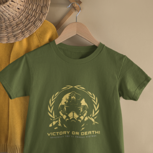 Kids Battle Warrior Gaming Cartoon Print Round Neck T-Shirt