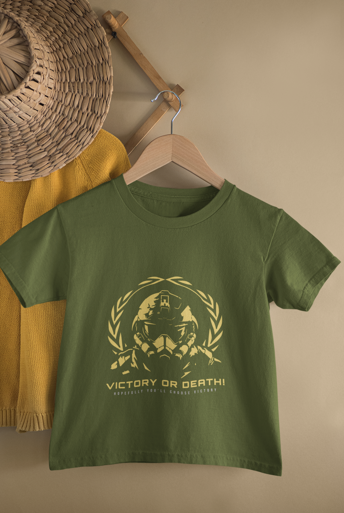 Kids Battle Warrior Gaming Cartoon Print Round Neck T-Shirt