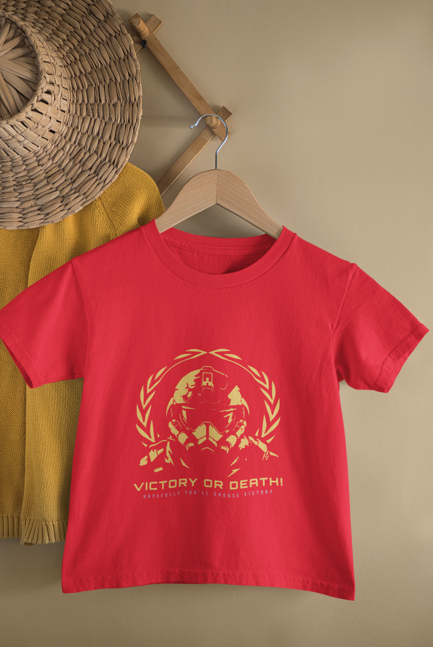 Kids Battle Warrior Gaming Cartoon Print Round Neck T-Shirt