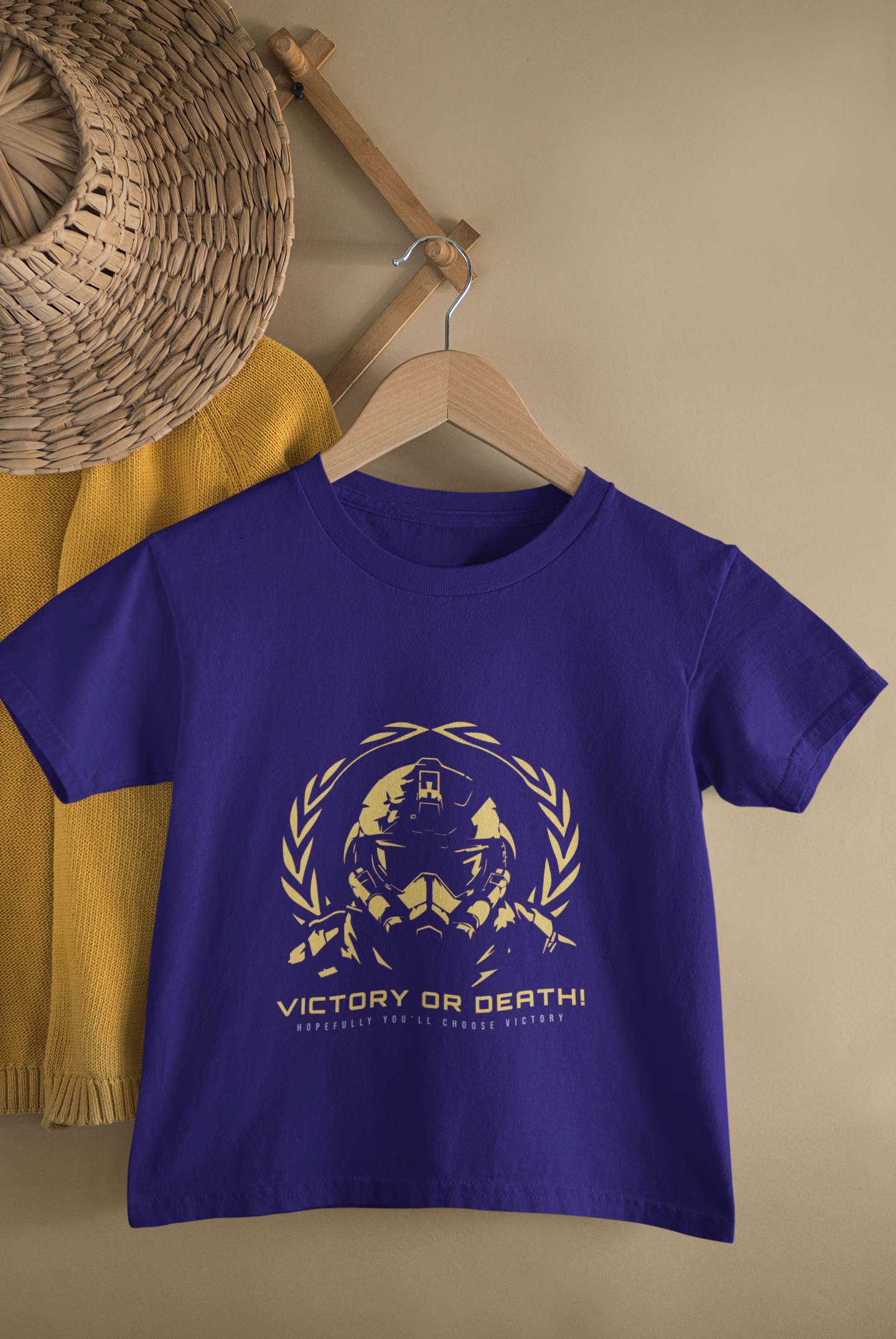 Kids Battle Warrior Gaming Cartoon Print Round Neck T-Shirt