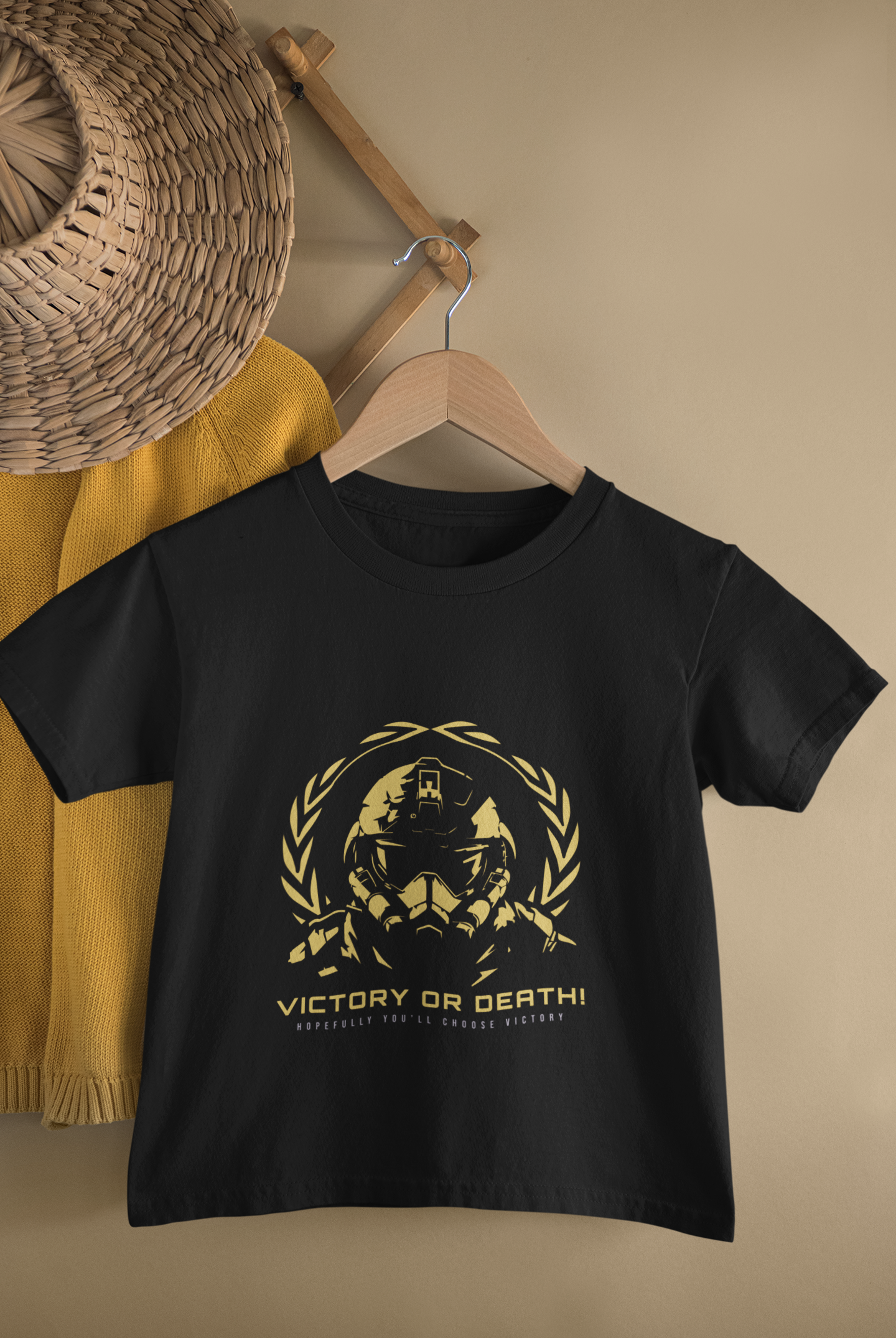 Kids Battle Warrior Gaming Cartoon Print Round Neck T-Shirt