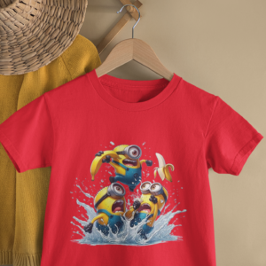 Kids Funny Cartoon Graphic Round Neck T-Shirt