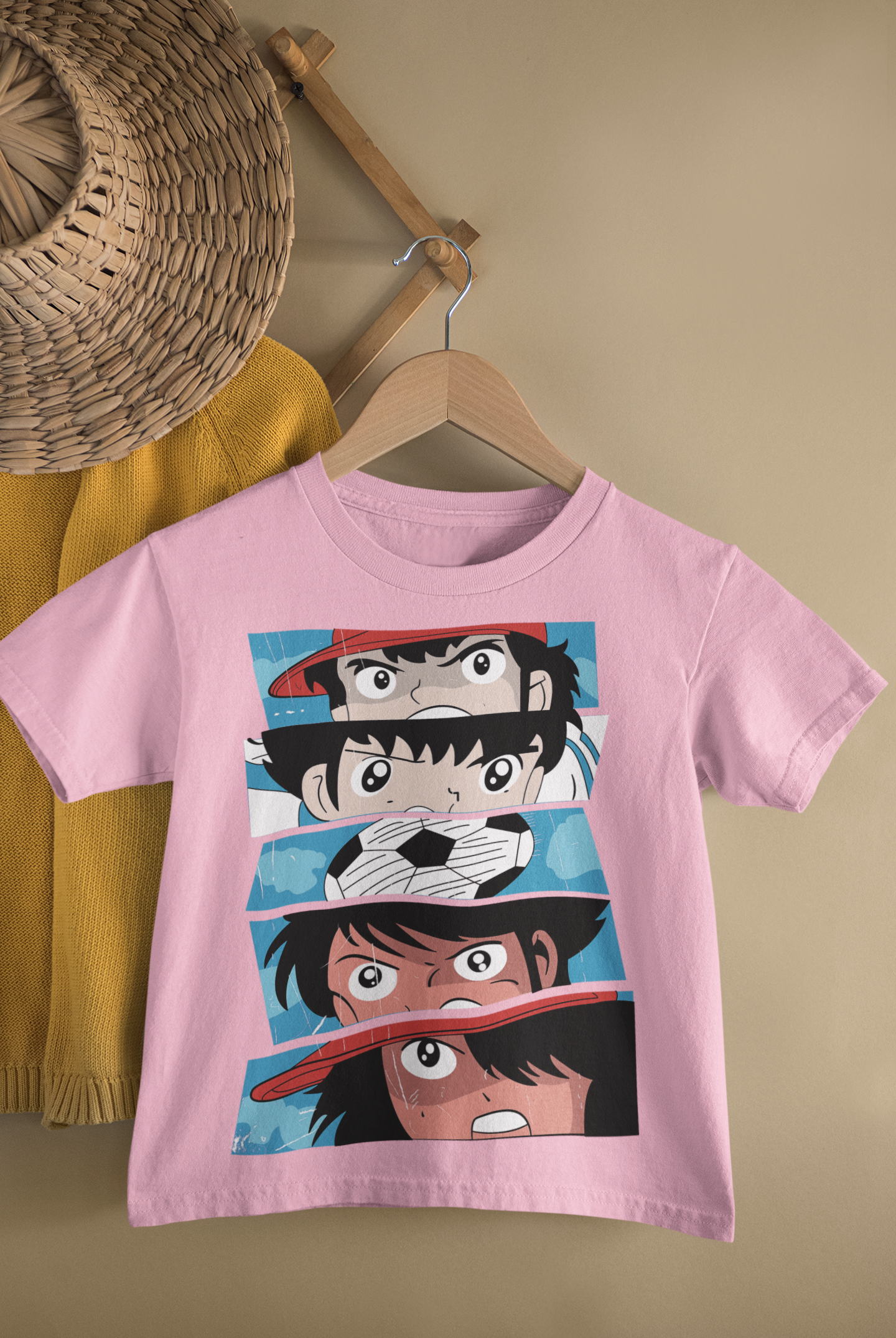 Kids Anime Soccer Cartoon Print Round Neck T-Shirt