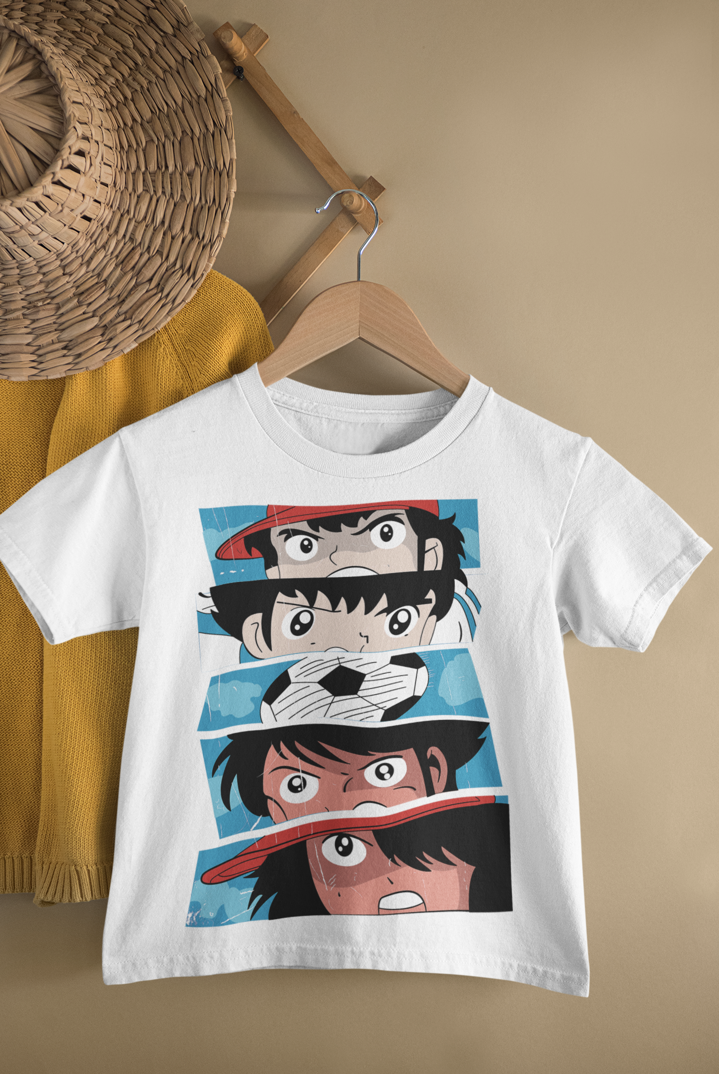 Kids Anime Soccer Cartoon Print Round Neck T-Shirt