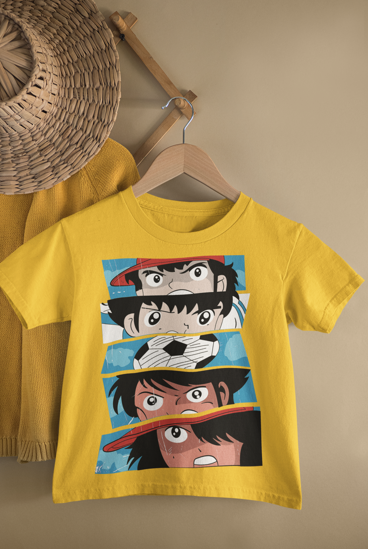 Kids Anime Soccer Cartoon Print Round Neck T-Shirt
