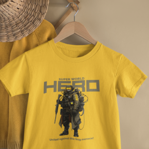 Kids Super World Hero Soldier Gaming Print Round Neck T-Shirt