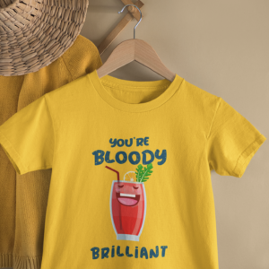 Kids You’re Bloody Brilliant Juice Cartoon Print Round Neck T-Shirt