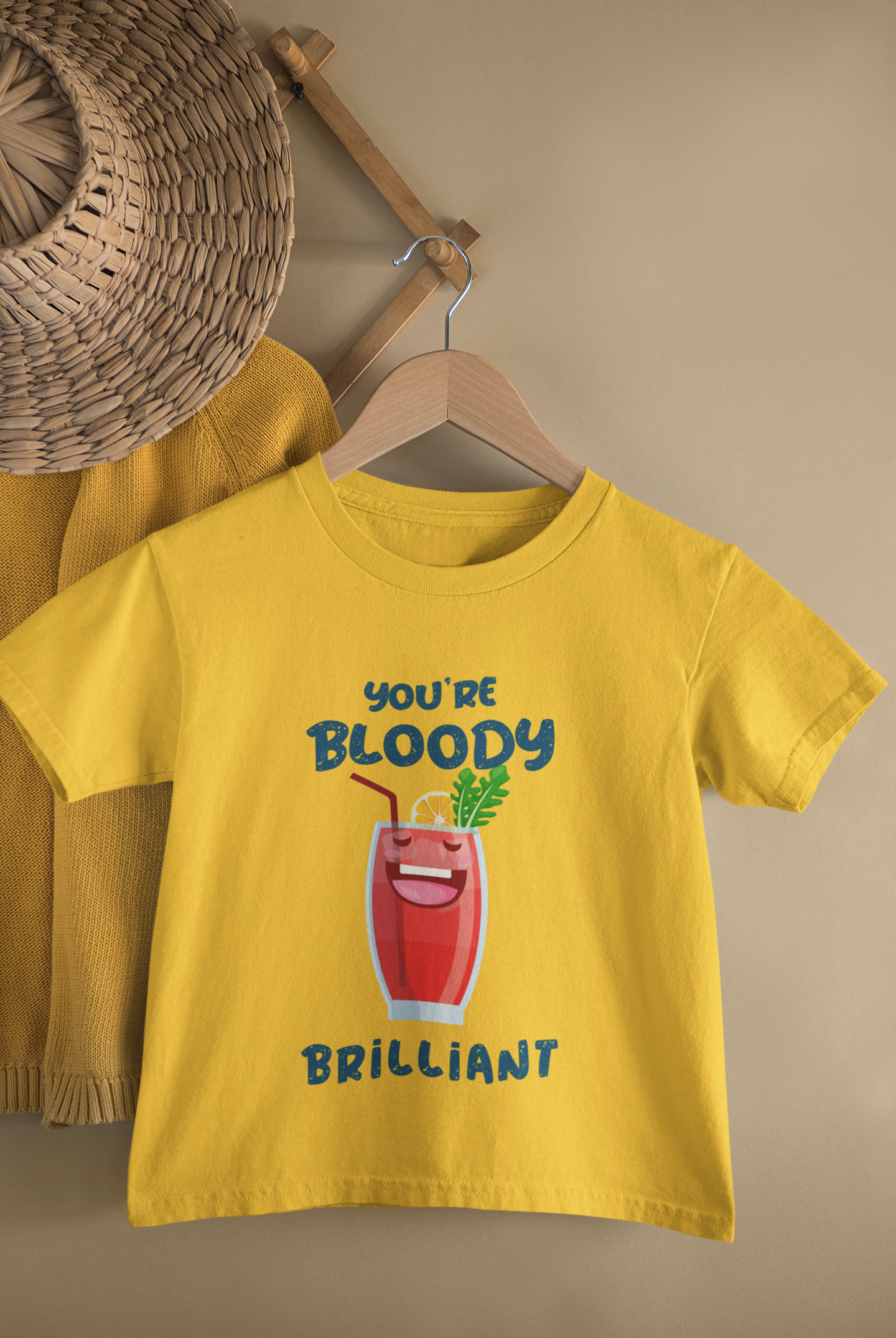 Kids You’re Bloody Brilliant Juice Cartoon Print Round Neck T-Shirt