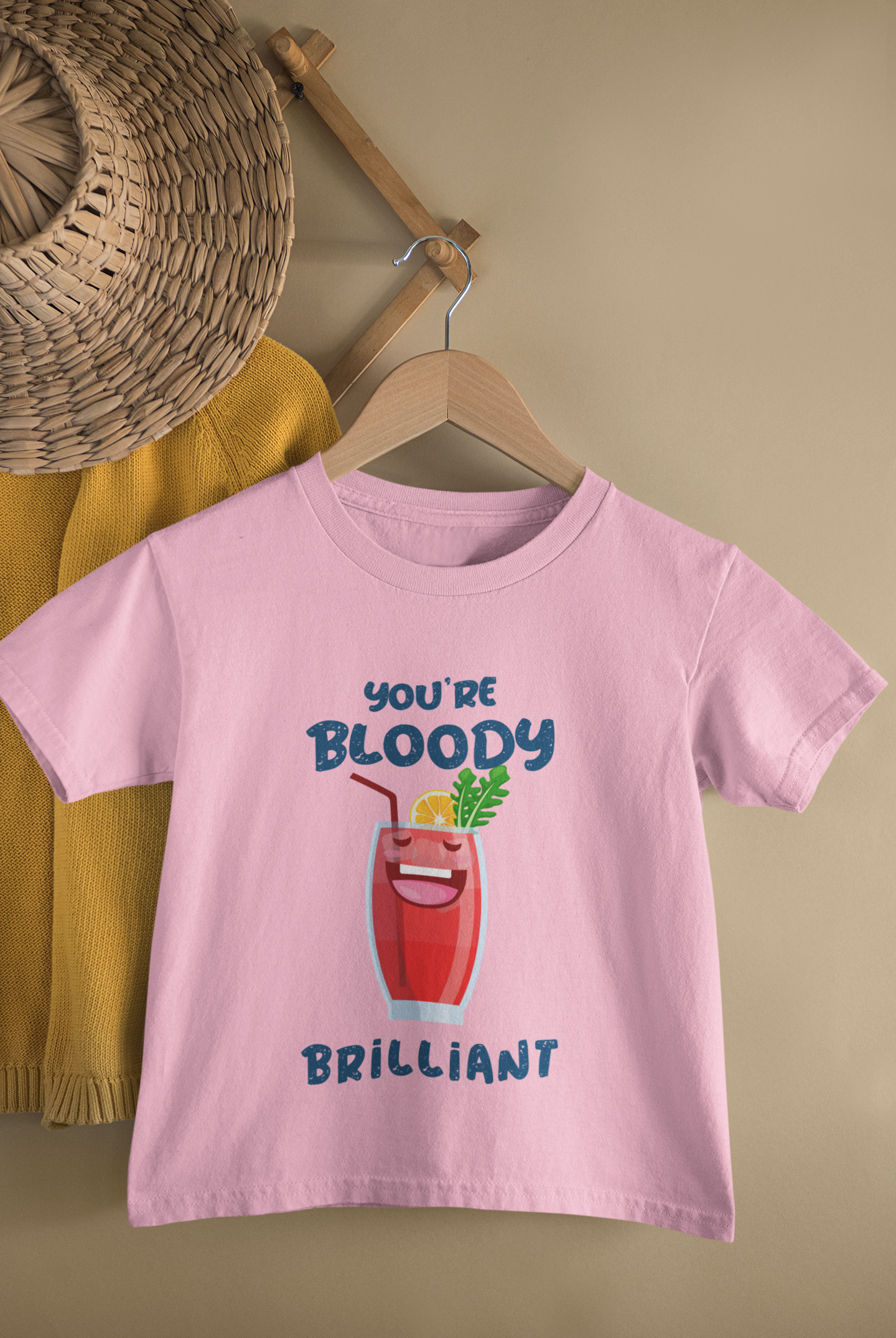 Kids You’re Bloody Brilliant Juice Cartoon Print Round Neck T-Shirt