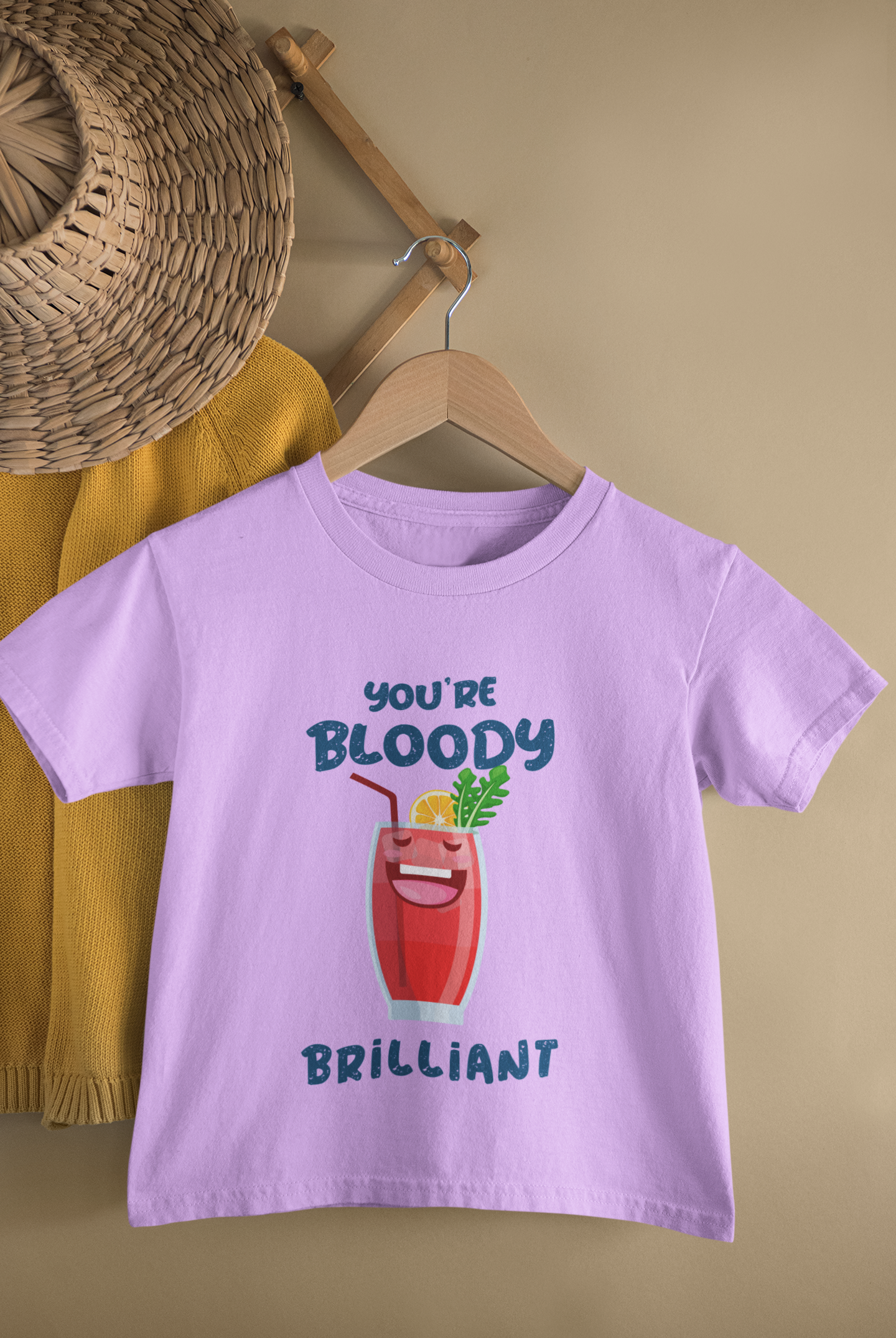 Kids You’re Bloody Brilliant Juice Cartoon Print Round Neck T-Shirt