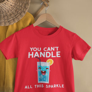 Kids Sparkle Drink Quote Cartoon Print Round Neck T-Shirt