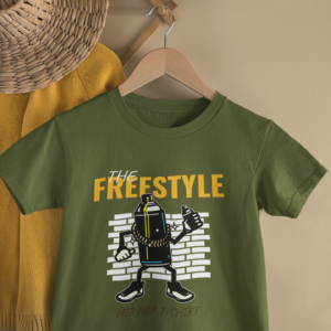 Kids Freestyle Hip Hop Spray Can Cartoon Print Round Neck T-Shirt