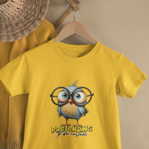 Kids Funny Bird Printed Round Neck T-Shirt