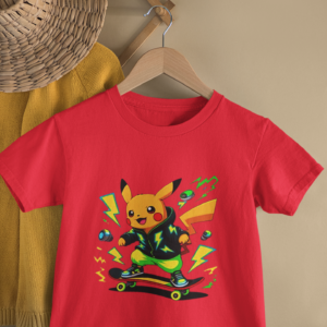 Kids Electric Skate Cartoon Printed T-Shirt