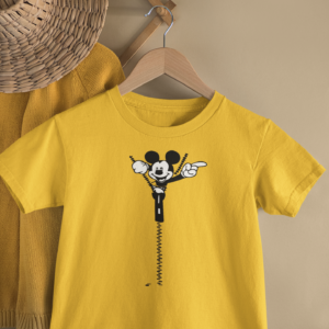 Kids Mickey Mouse Zipper Cartoon Print Round Neck T-Shirt