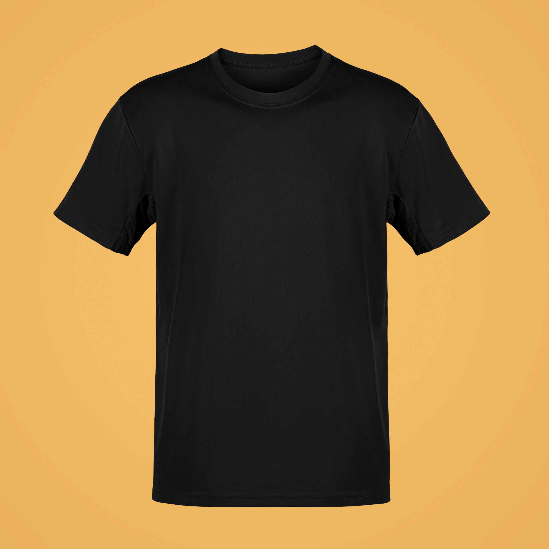 Solid Blank Round Neck Half Sleeve T-Shirt - Black