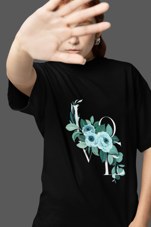 Women’s LOVE Floral Graphic Round Neck T-Shirt