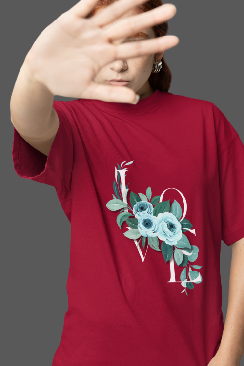 Women’s LOVE Floral Graphic Round Neck T-Shirt