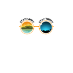 Born to Hike Stay Happy Stay Trippy sunglasses design