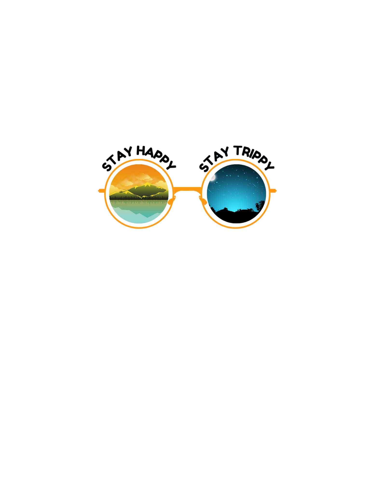Born to Hike Stay Happy Stay Trippy sunglasses design