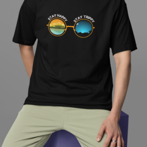 Men wearing black Born To Hike oversized T-shirt