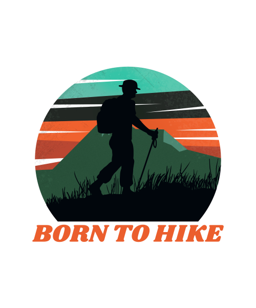 Born to Hike mountain hiking graphic print design