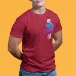 Men maroon round neck T-shirt with fishing catfish graphic