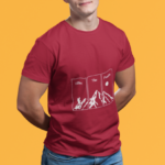 Men wearing maroon Hike The Peaks round neck T-shirt