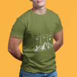 Men wearing olive green Hike The Peaks round neck T-shirt