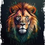 Lion forest front print design
