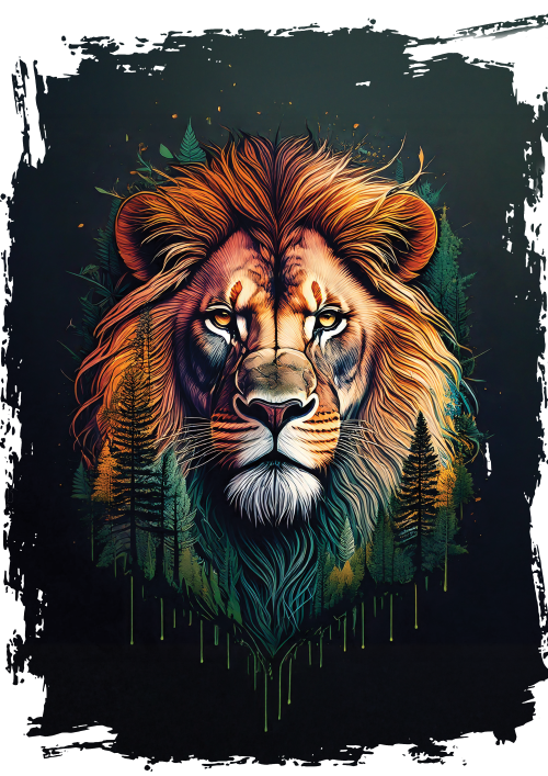 Lion forest front print design