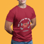 Men maroon round neck T-shirt with Love We Trust heart graphic