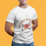 Men white round neck T-shirt with Love We Trust heart graphic