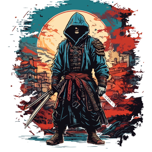Samurai warrior back print design