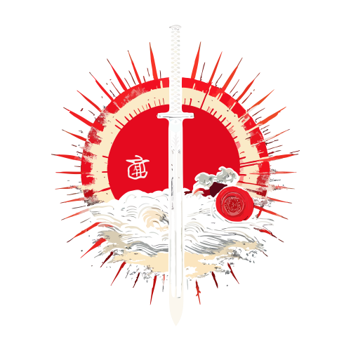 Samurai sword front print design