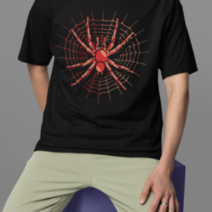 Men wearing black Spider Web oversized T-shirt