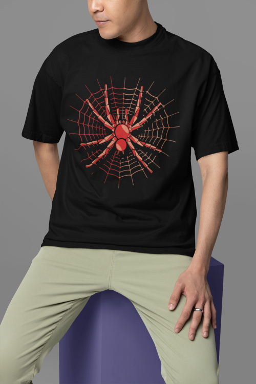 Men wearing black Spider Web oversized T-shirt