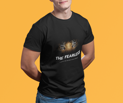 Men wearing black The Fearless round neck T-shirt