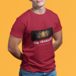 Men wearing maroon The Fearless round neck T-shirt